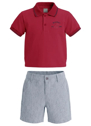 Mundi - Conjunto em Piquet com Bordado Vermelho - MUNDI