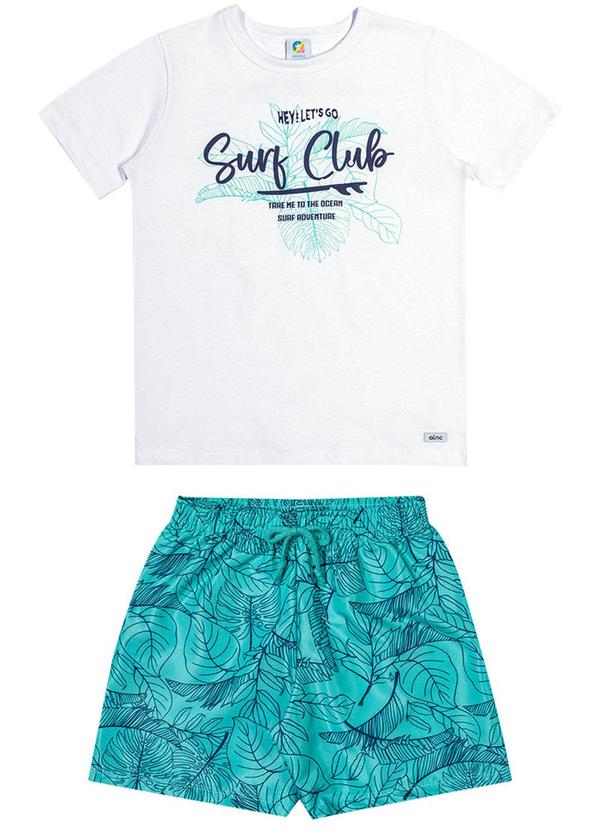 Alenice - Conjunto em Politel com Estampa Praiana Branco