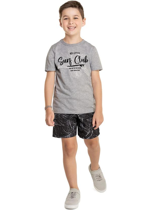 Alenice - Conjunto em Politel com Estampa Praiana Cinza