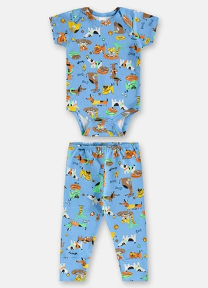 Up Baby - Conjunto em Suedine Bebê Menina Azul - UP BABY