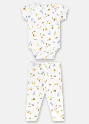 Up Baby - Conjunto em Suedine Bebê Menina Branco - UP BABY