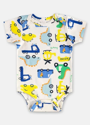 Up Baby - Conjunto Bebe Body Manga Curta e Calça Carros Branco - UP BABY