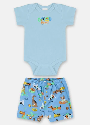 Up Baby - Conjunto em Suedine para Bebê Menino Azul - UP BABY
