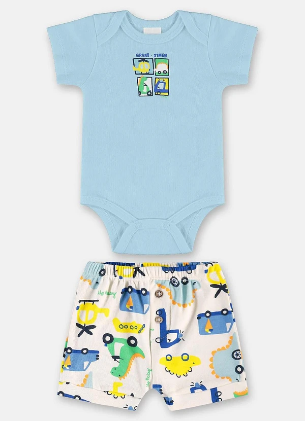 Up Baby - Conjunto em Suedine para Bebê Menino Azul