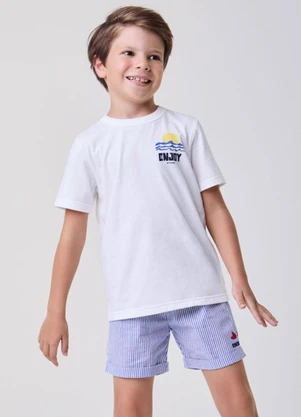 Bimbi - Conjunto Enjoy com Listras Azul Off White - BIMBI