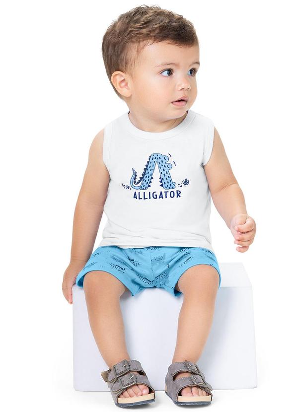 Alenice - Conjunto Estampa Jacaré Menino Branco
