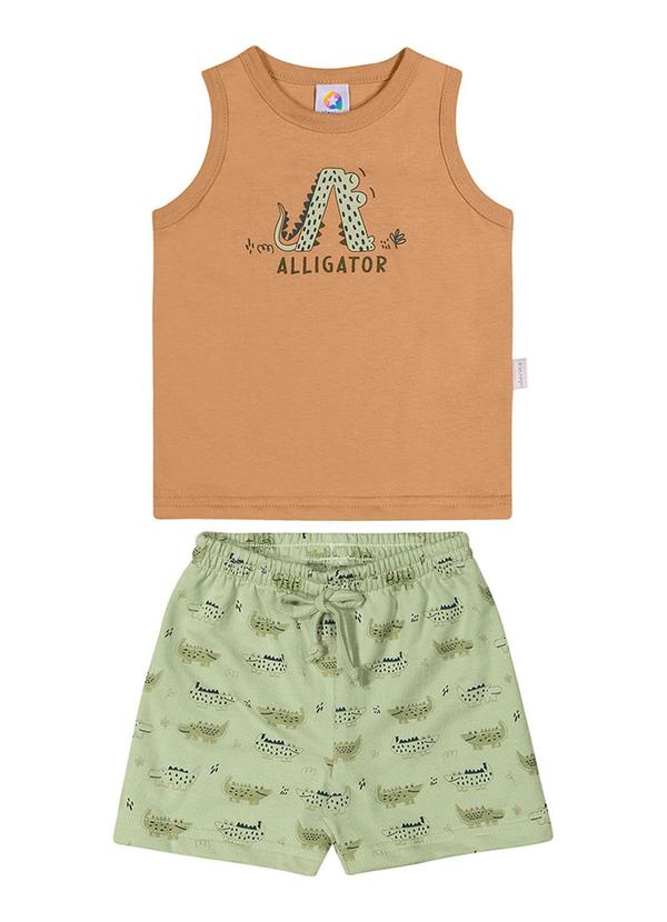 Alenice - Conjunto Estampa Jacaré Menino Marrom