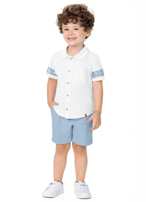 Outlet - Conjunto Estampa nas Mangas Menino Branco - OUTLET