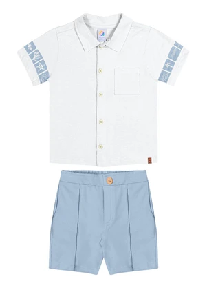 Outlet - Conjunto Estampa nas Mangas Menino Branco - OUTLET