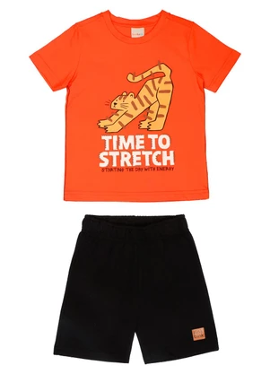 Tink Bink - Conjunto Estampa Tigre e Bermuda Laranja - TINK BINK