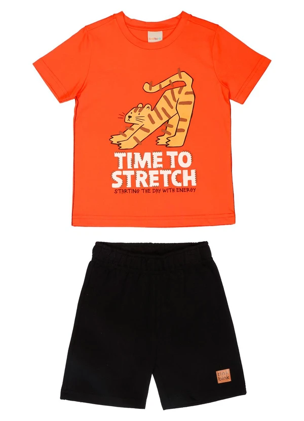Tink Bink - Conjunto Estampa Tigre e Bermuda Laranja