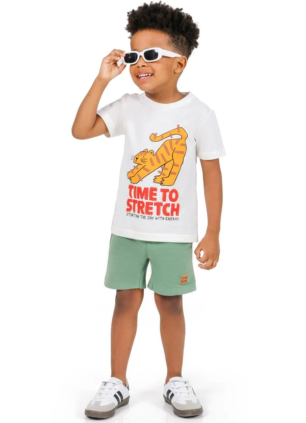 Tink Bink - Conjunto Estampa Tigre e Bermuda Nude