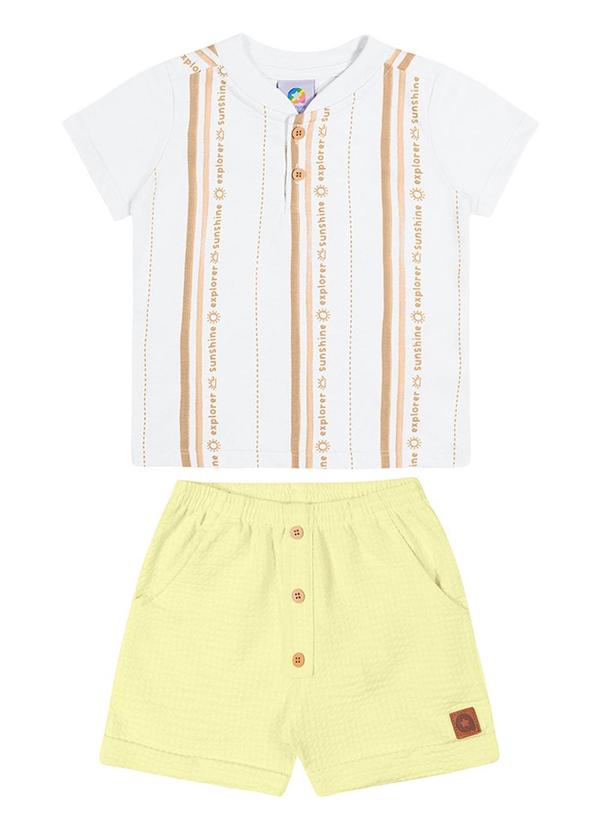 Alenice - Conjunto Estampa Vertical Menino Branco