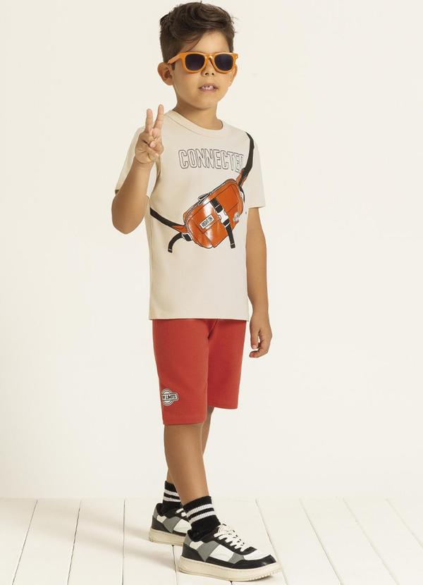 Cativa Kids - Conjunto Estampado com Verniz Bege