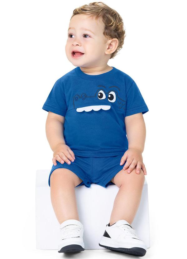 Alenice - Conjunto Estampado Crocodilo Menino Azul