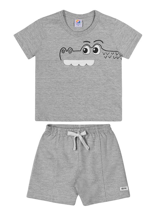 Alenice - Conjunto Estampado Crocodilo Menino Cinza 1