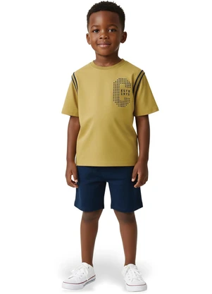 Carinhoso - Conjunto Estd 1975 em Malha Amarelo Mostarda - CARINHOSO