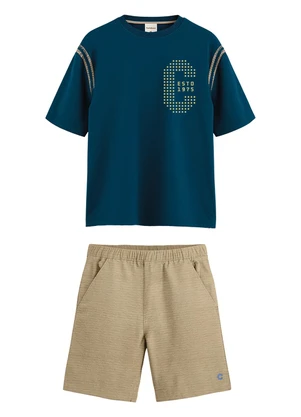 Carinhoso - Conjunto Estd 1975 em Malha Azul Petróleo - CARINHOSO