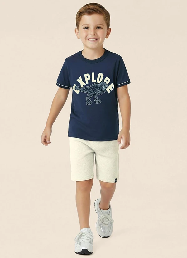 Malwee Kids - Conjunto Explore Moletinho Azul Marinho