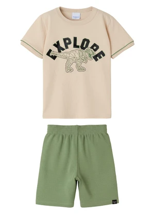 Malwee Kids - Conjunto Explore Moletinho Texturizado Bege - MALWEE KIDS
