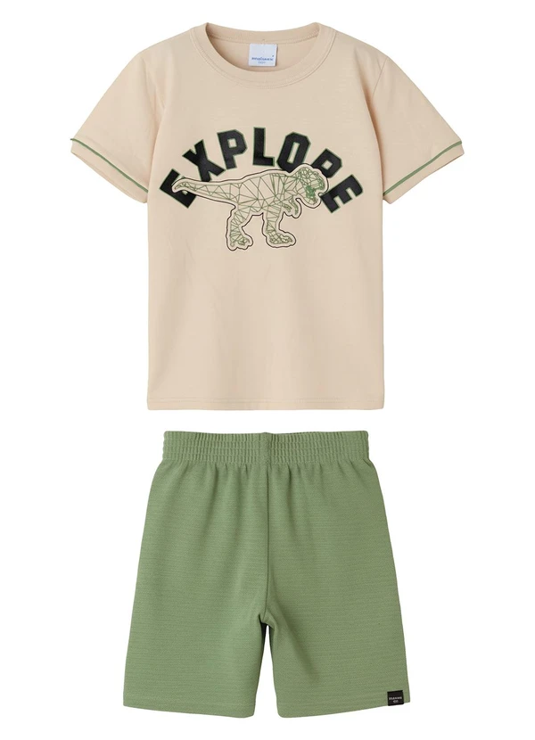 Malwee Kids - Conjunto Explore Moletinho Texturizado Bege