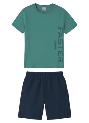 Malwee Kids - Conjunto Faster Moletom Sarjado Azul Turquesa - MALWEE KIDS