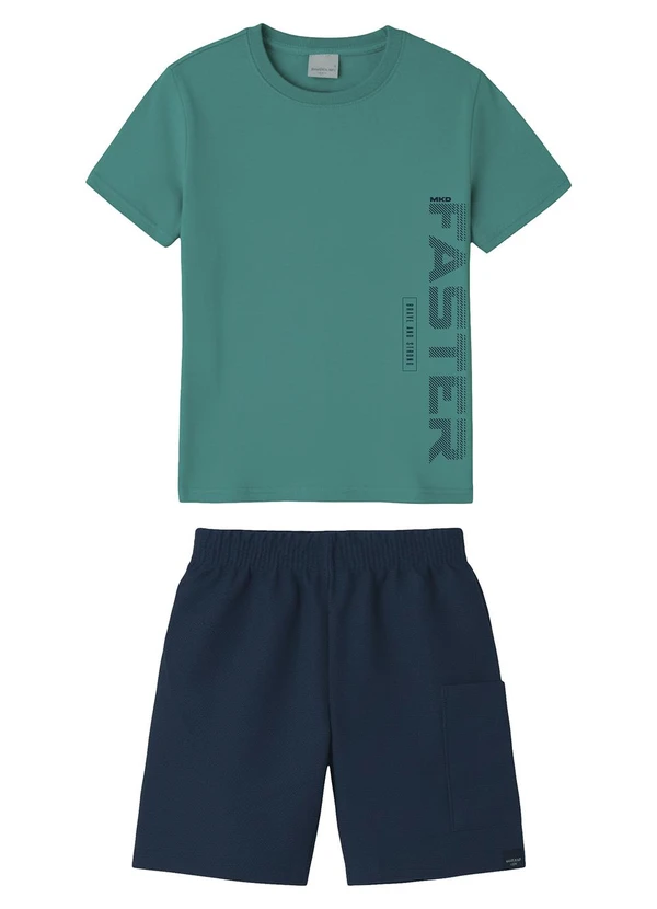 Malwee Kids - Conjunto Faster Moletom Sarjado Azul Turquesa