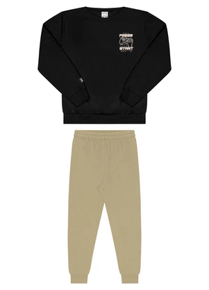 Alakazoo - Conjunto Felpado com Calça e Blusão Preto - ALAKAZOO