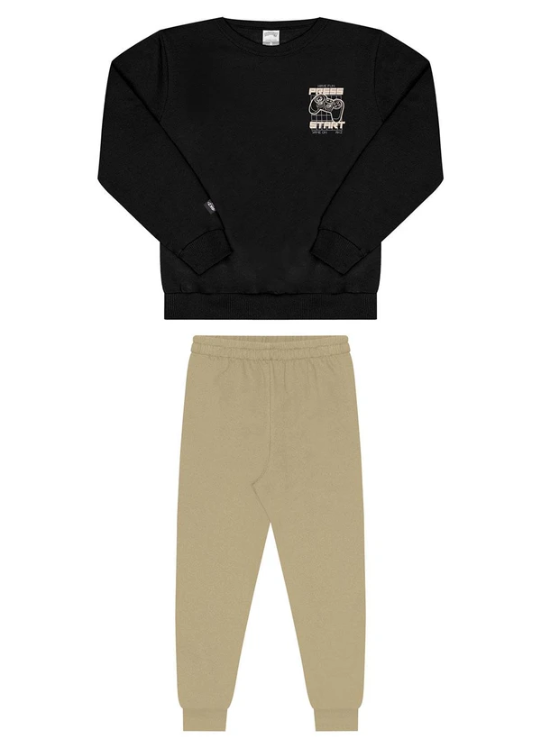 Alakazoo - Conjunto Felpado com Calça e Blusão Preto
