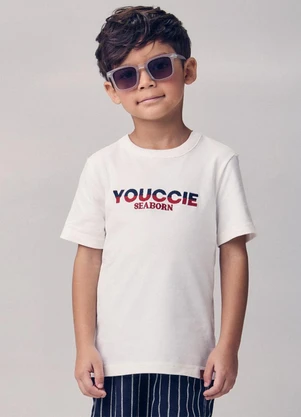 Youccie - Conjunto Fio Tinto Listrado com Bordado Marinho - YOUCCIE