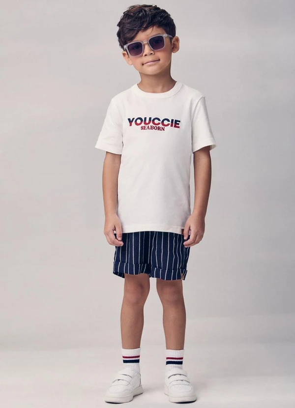 Youccie - Conjunto Fio Tinto Listrado com Bordado Marinho 3