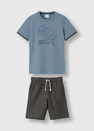Carinhoso - Conjunto Folhagem com Bordado Azul Pastel - CARINHOSO