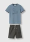 Carinhoso - Conjunto Folhagem com Bordado Caramelo - variação: Azul Pastel