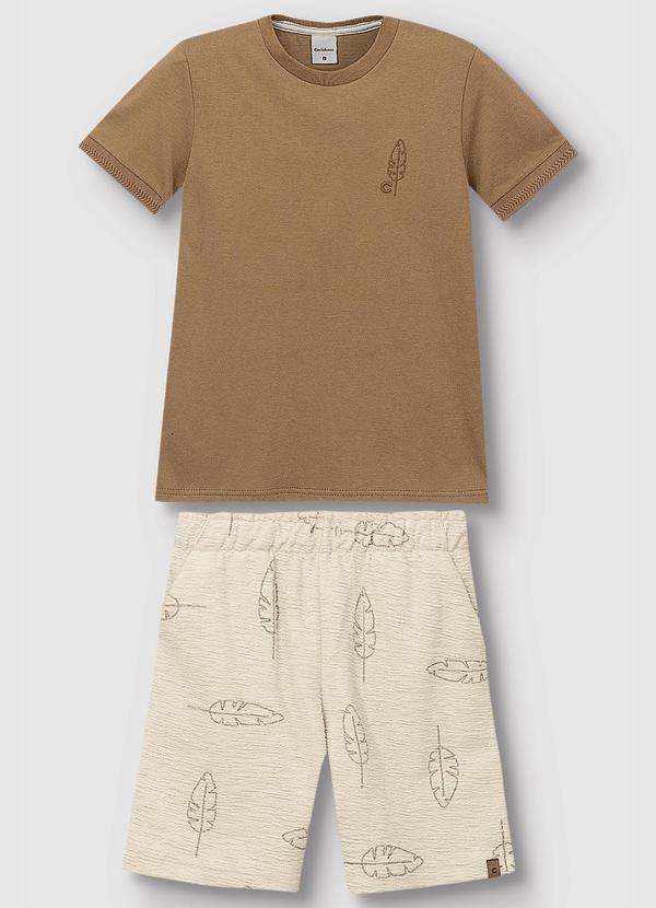 Carinhoso - Conjunto Folhas em Malha Texturizada Marrom