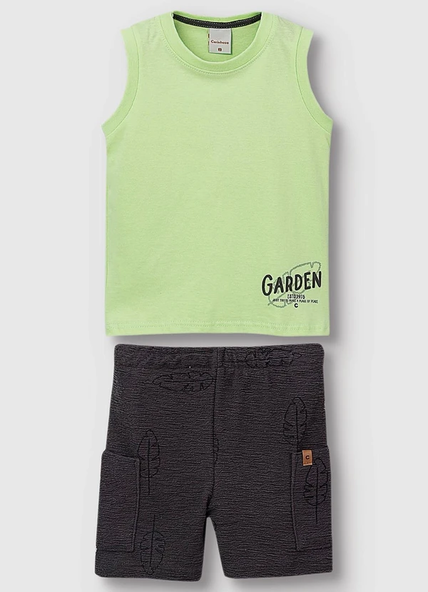 Carinhoso - Conjunto Garden Texturizado Menino Verde Menta