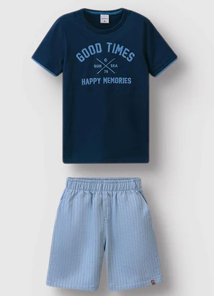 Carinhoso - Conjunto Good Times Bordado Azul Marinho - CARINHOSO