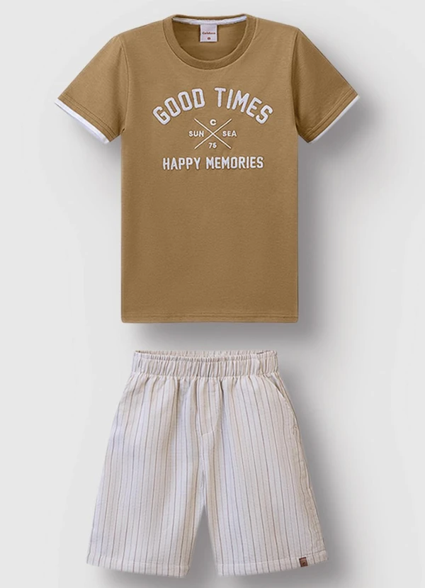 Carinhoso - Conjunto Good Times Bordado Cáqui