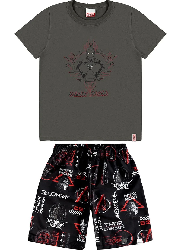 Malwee Kids - Conjunto Homem de Ferro em Microfibra Cinza Chumb