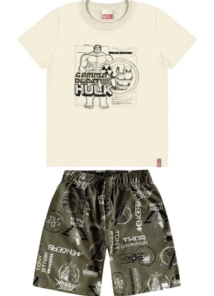 Malwee Kids - Conjunto Hulk em Microfibra Off White - MALWEE KIDS