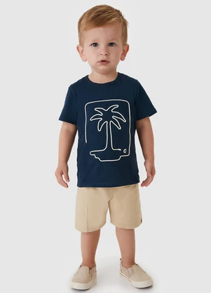 Carinhoso - Conjunto Ilha Bordada Menino Azul Marinho - CARINHOSO