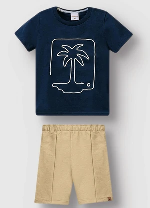 Carinhoso - Conjunto Ilha Bordada Menino Azul Marinho - CARINHOSO