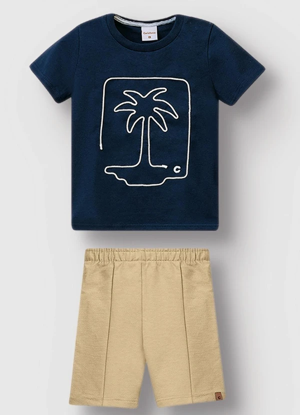Carinhoso - Conjunto Ilha Bordada Menino Azul Marinho 2