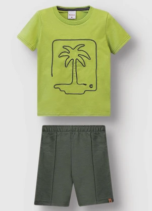 Carinhoso - Conjunto Ilha Bordada Menino Verde - CARINHOSO