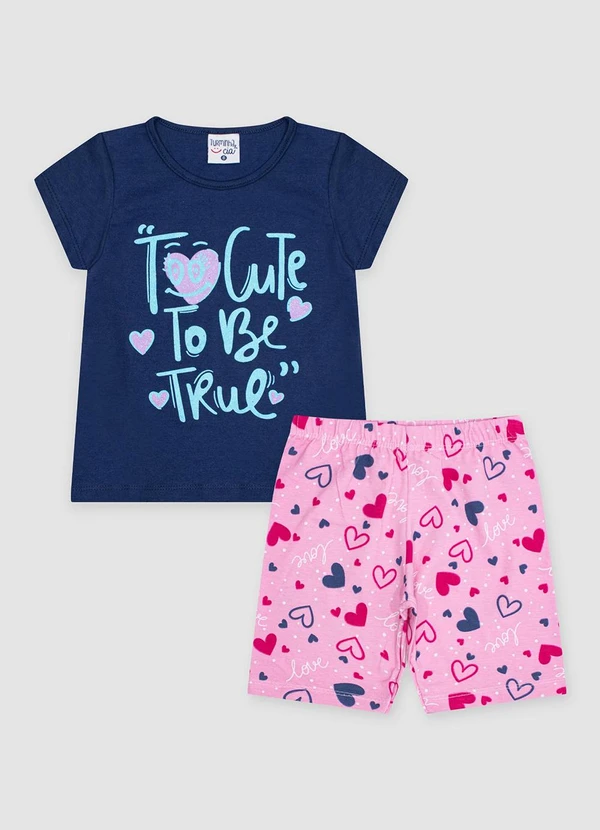 Turminha - Conjunto Inf Meia Malha/Cotton Ciclista Azul