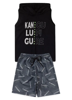 Rosa Azul - Conjunto Inf. Menino Australian Kangulu Preto - ROSA AZUL