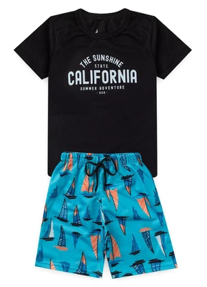Rosa Azul - Conjunto Inf. Menino California Kangulu Preto - ROSA AZUL