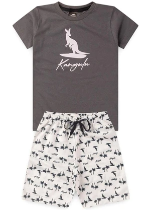 Rosa Azul - Conjunto Inf. Menino Mascote Kangulu Chumbo - ROSA AZUL