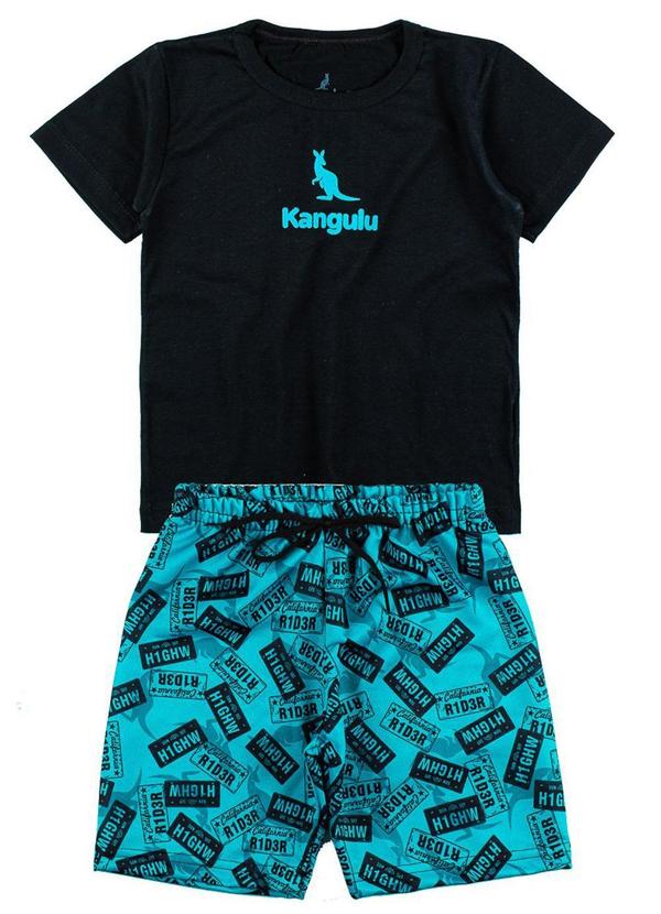 Rosa Azul - Conjunto Inf. Menino Mascote Kangulu Preto