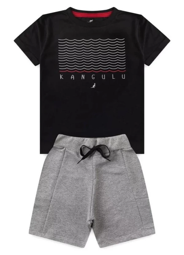 Rosa Azul - Conjunto Inf. Menino Ondas Kangulu Preto