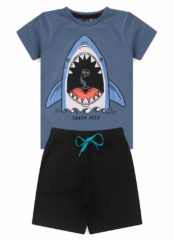Rosa Azul - Conjunto Inf. Menino Shark Area Kangulu Azul